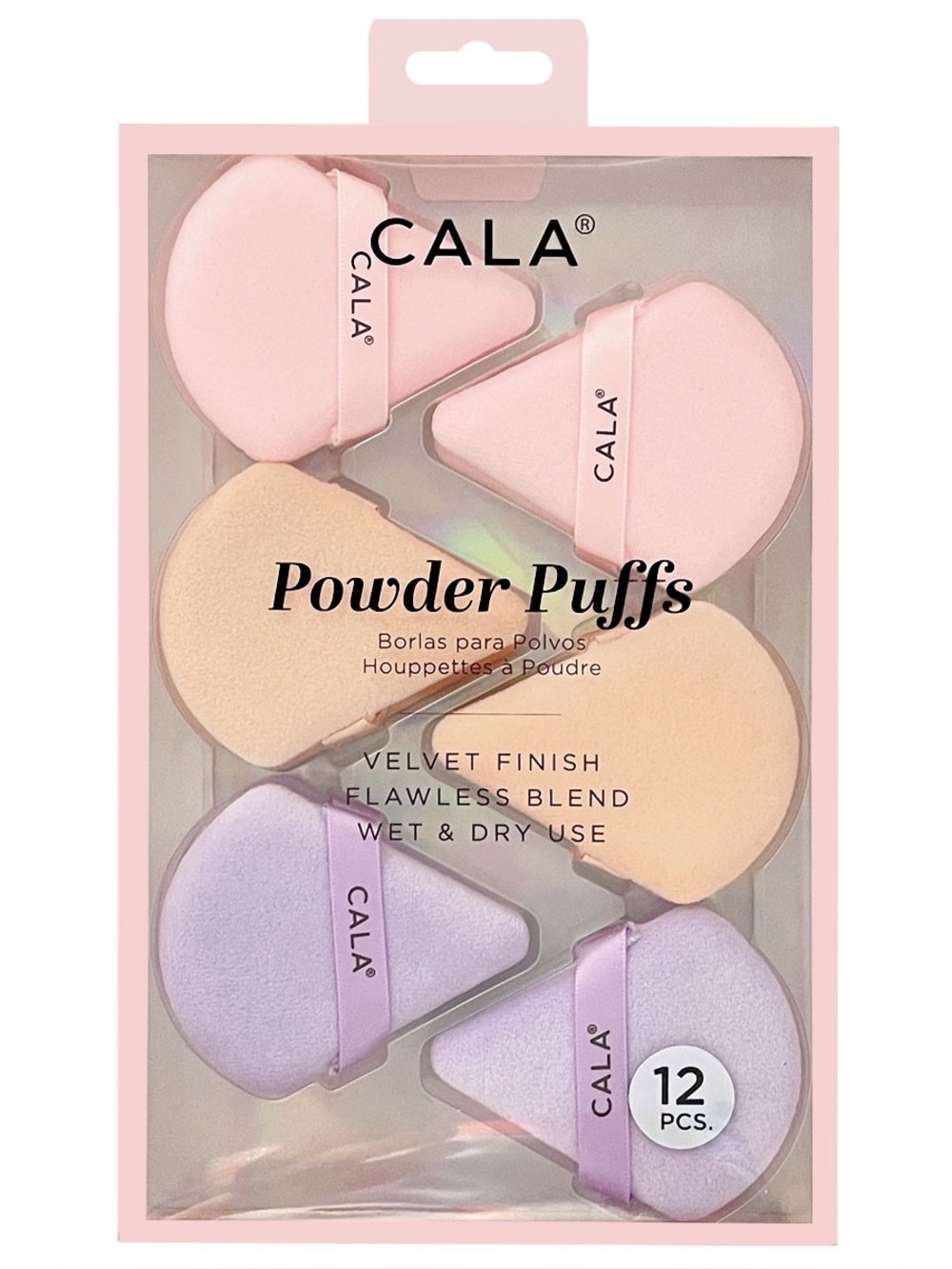 ✨ CALA Velvet Powder Puffs – 12-Piece Set – Nude/Pink/Purple – NEW